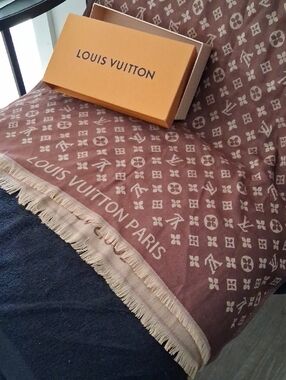Louis Vuitton Monogram Shawl in Brown and Cream